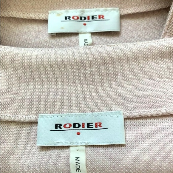 Vintage 1980 Rodier Pink Knit Skirt Suit w/  Mother of Pearl Buttons Sz 44 M / L - Picture 6 of 6